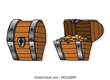 Treasure Chest Set, a set of hand drawn vector treasure chest illustration.