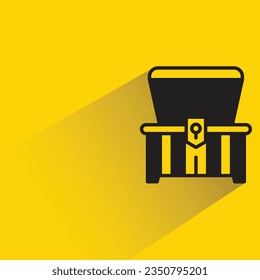 treasure chest with shadow on yellow background