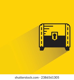 treasure chest with shadow on yellow background