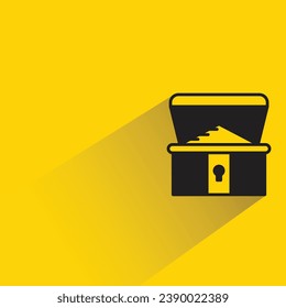 treasure chest with shadow on yellow background