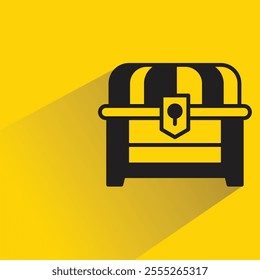 treasure chest with shadow on yellow background