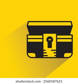 treasure chest with shadow on yellow background