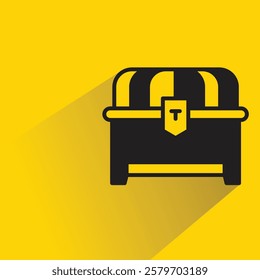 treasure chest with shadow on yellow background