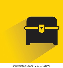 treasure chest with shadow on yellow background