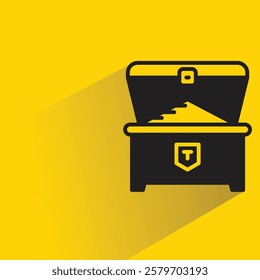 treasure chest with shadow on yellow background