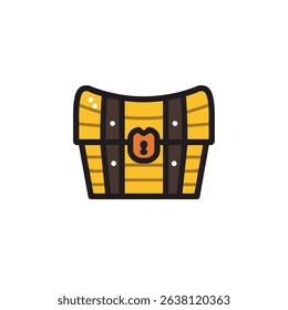 Treasure chest sits unopened flat minimalist vector icon illustration