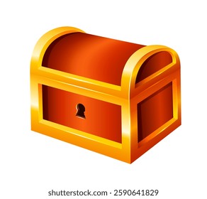 Treasure chest. Vector 3D illustration isolated on white background.