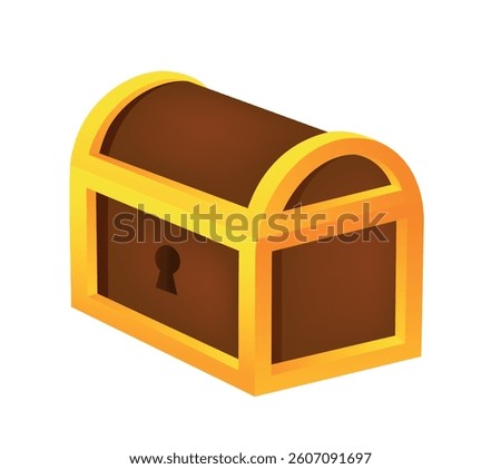 Treasure chest. Vector 3D illustration isolated on white background.