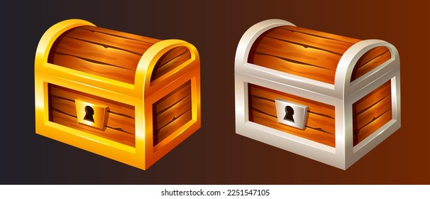 Treasure chest. Vector clipart. A set of chests decorated with gold and silver.