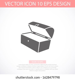 Treasure chest vector icon Vintage wooden chest isolated on vector icon blue vector icon background treasure gift water