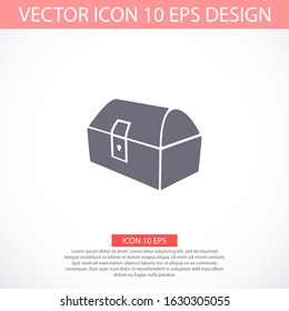 Treasure chest vector icon Vintage wooden chest isolated on vector icon blue vector icon background treasure gift water