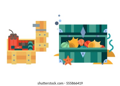 Treasure chest vector illustration.