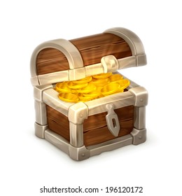Treasure chest, vector illustration isolated on white background