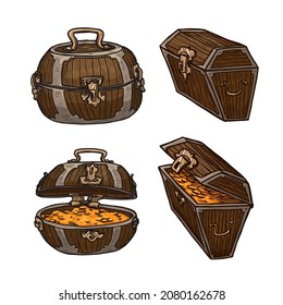 Treasure chest vector illustration isolated on white background