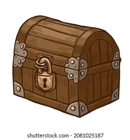 Dibujo del vector del tórax del tesoro aislado en fondo blanco