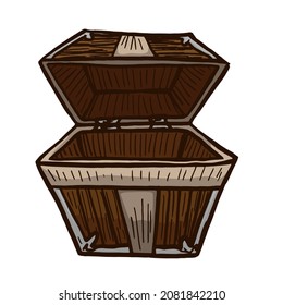 Dibujo del vector del tórax del tesoro aislado en fondo blanco