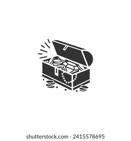 Icono aislado del vector del pecho del tesoro.