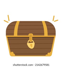 Treasure chest vector isolated illustration. Closed chest with lock in cartoon style