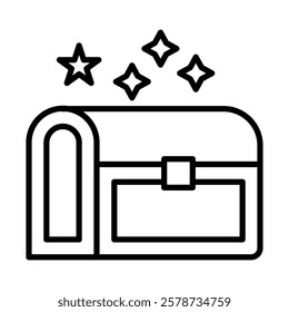 Treasure Chest Vector Line Icon Design