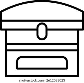 Treasure Chest Vector Line Icon Design