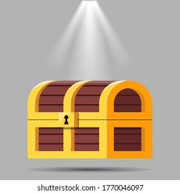 Treasure Chest Wood Claim to open isometric Vector Illustration
