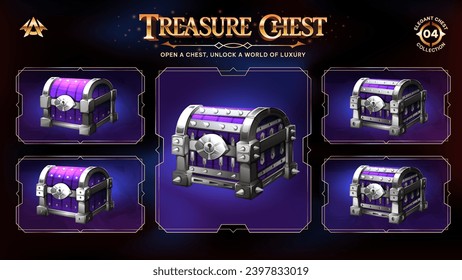 Treasure Chests Collection Unveiling a Realm from Basic to Upgraded Levels for RPG, Fantasy, and Medieval Games-Vector illustration Design