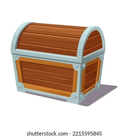 Treasure chests flat illustration. Cartoon colorful closed chest with gems jewelry vector illustration. Game UI design. Pirate trophy concept