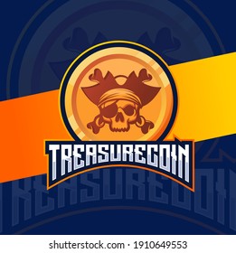 treasure coin skull for icon logo and gaming item