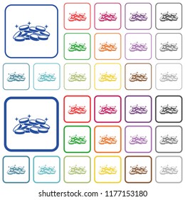 Treasure color flat icons in rounded square frames. Thin and thick versions included.