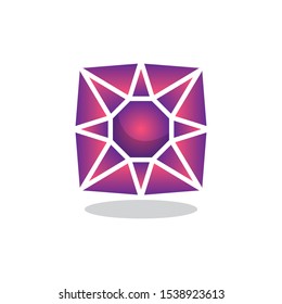 Treasure Crystal stone flat icon, vector sign, Red precious stone colorful pictogram isolated on white. Symbol, logo illustration. Flat style design