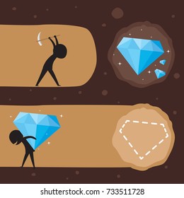 Treasure digging with someone carry a diamond on shoulder