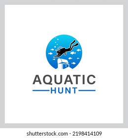 treasure diver logo vector ilustration