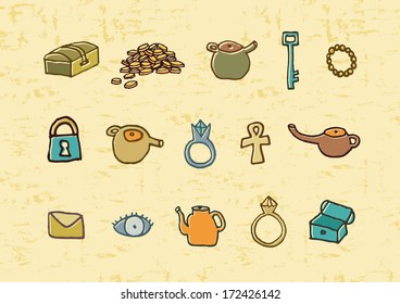 Treasure elements illustration. EPS vector file. Hi res JPEG included.