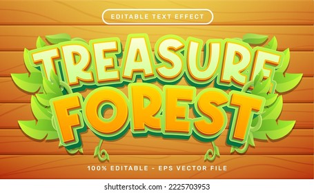 treasure forest 3d text effect and editable text effect with leaf illustration	