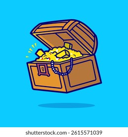 Treasure Gold Cartoon Vector Icon Illustration. Finance Object Icon Concept Isolated Premium Vector. Flat Cartoon Style