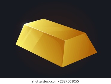 Treasure golden bar for games concept. Luxury and wealth, gold. Currency and economy. Template, layout and mock up. Cartoon isometric vector illustration isolated on black background