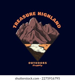 Treasure Highland Adventure illustration logo vector