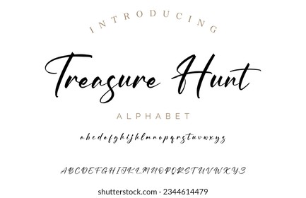 Treasure Hunt calligraphy script. Vector alphabet.