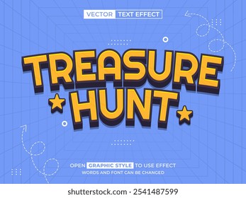 treasure hunt editable text, font effect, 3d text for title