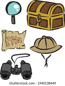 Treasure hunt icon illustration set