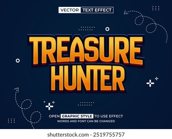 treasure hunter editable text, font effect, 3d text for title