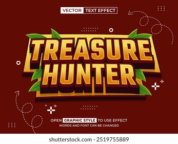 treasure hunter editable text, font effect, 3d text for title