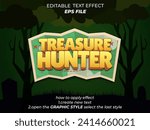 treasure hunter text effect, font editable, typography, 3d text for games. vector template