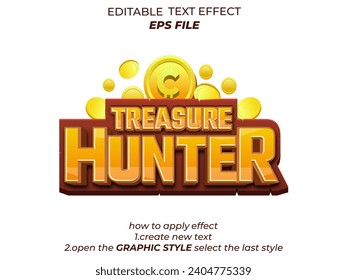 treasure hunter text effect, font editable, typography, 3d text for medieval fantasy and  rpg games. vector template