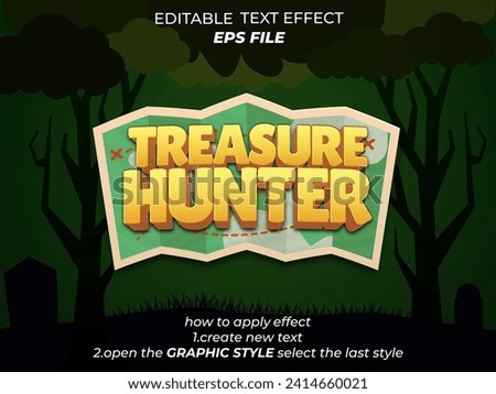 treasure hunter text effect, font editable, typography, 3d text for games. vector template