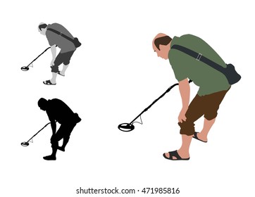Treasure hunter using a metal detector