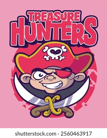 Treasure Hunters Retro Cartoon Illustration Design