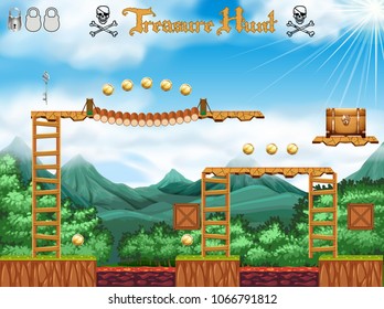 A Treasure Hunting Game Pirate Theme illustration