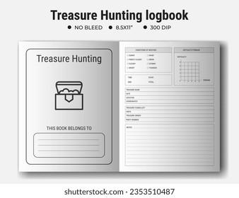 Treasure Hunting Logbook Or Notebook Kdp Interior