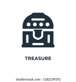 Treasure icon. Black filled vector illustration. Treasure symbol on white background. Can be used in web and mobile.